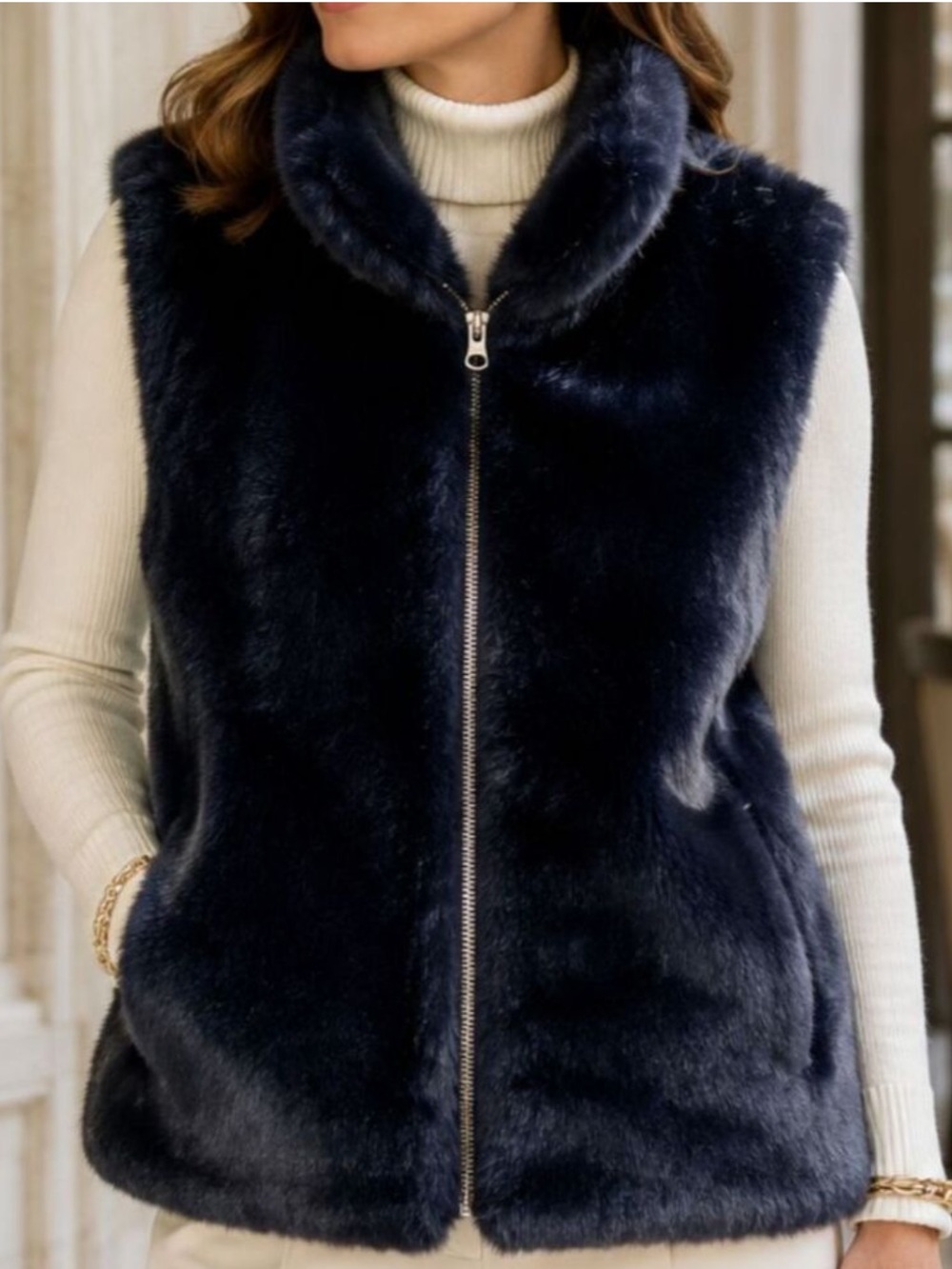 J Crew NWOT Excursion Plush Fleece Teddy Vest Black Medium